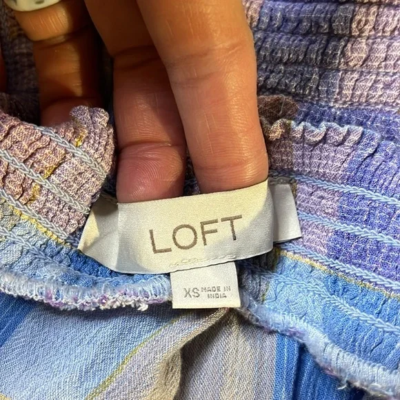 LOFT Plaid Smocked Pocket Midi Dress Size XS - Picture 8 of 8